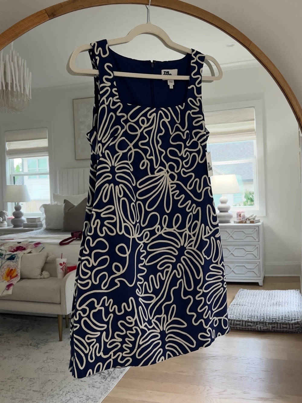The Good Journey Sleeveless Navy Blue Abstract Print Mini Dress - NWT - Picture 6 of 14
